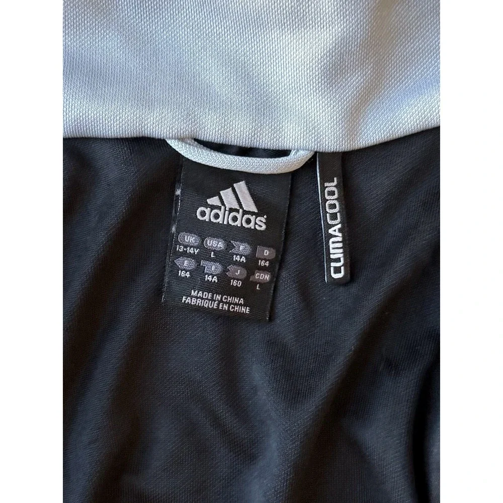 Adidas Boys 13-14y Black Grey Climacool Track Jacket Size L Full Zip Performance